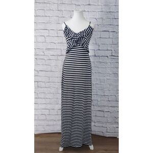 Max Studio Maxi Dress Black White Striped Ruffle Casual Size S